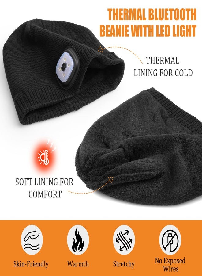 Wmcaps قبعة شتوية مبطنة بالفرو من Wmcaps للجنسين مزودة بتقنية بلوتوث وإضاءة LED، وسماعات رأس، وهدية تقنية للرجال والنساء والمراهقين، لون أسود - Image 2